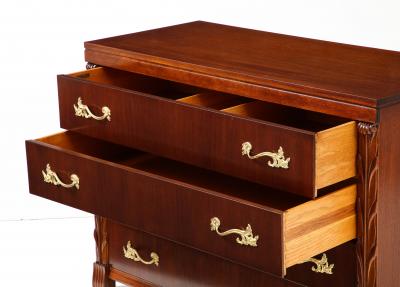 John Stuart 1940s John Stuart Large 4 Drawerv Mahogany Commodes With Gilt Brass Handles