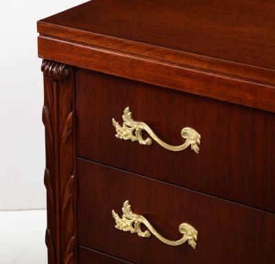 John Stuart 1940s John Stuart Large 4 Drawerv Mahogany Commodes With Gilt Brass Handles