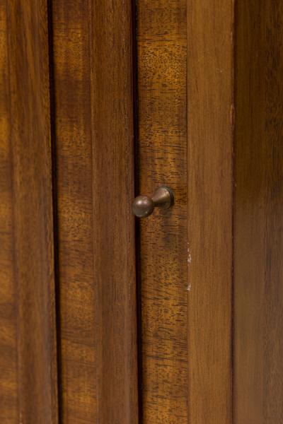 John Stuart American Mid Century Walnut Slat Front Right Cabinet Nightstands