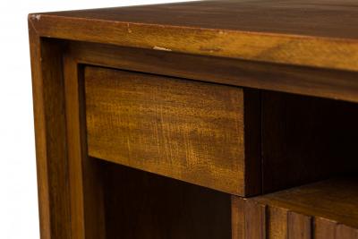 John Stuart American Mid Century Walnut Slat Front Right Cabinet Nightstands