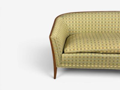 John Stuart Curved Settee Walnut Fabric USA 1950s