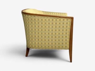John Stuart Curved Settee Walnut Fabric USA 1950s