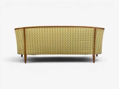 John Stuart Curved Settee Walnut Fabric USA 1950s