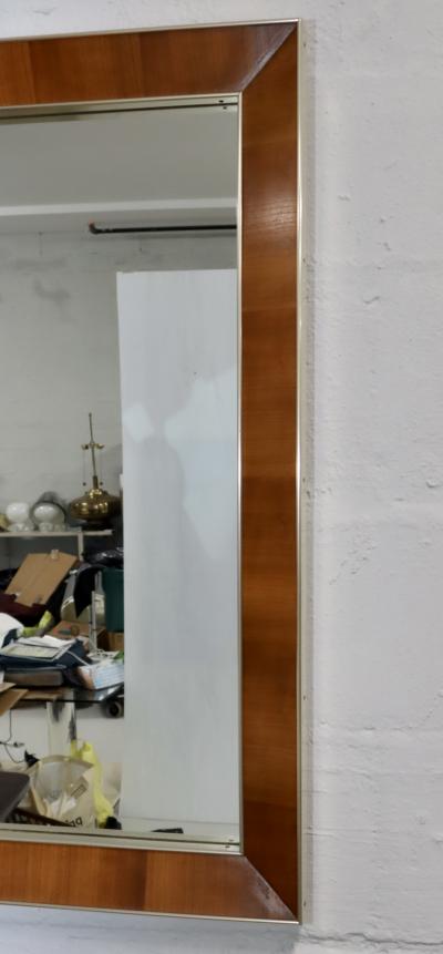 John Stuart John Stuart Brass And Walnut Wall Mirror