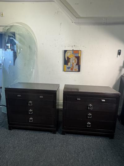 John Stuart MID CENTURY PAIR OF COMMODES WITH NICKELED BRONZE HANDLES BY JOHN STUART