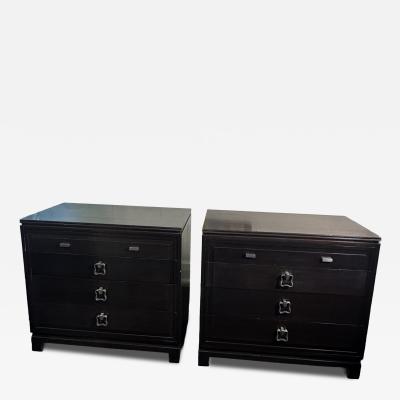 John Stuart MID CENTURY PAIR OF COMMODES WITH NICKELED BRONZE HANDLES BY JOHN STUART