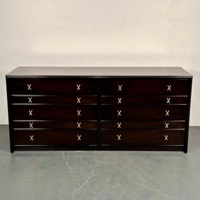 John Stuart Mid Century Modern Paul Frankl Mahogany Dresser Stamped John Stuart Brass