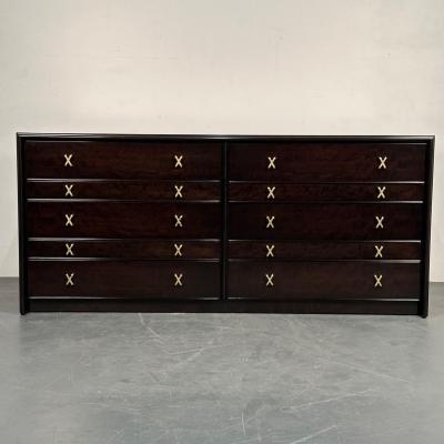 John Stuart Mid Century Modern Paul Frankl Mahogany Dresser Stamped John Stuart Brass