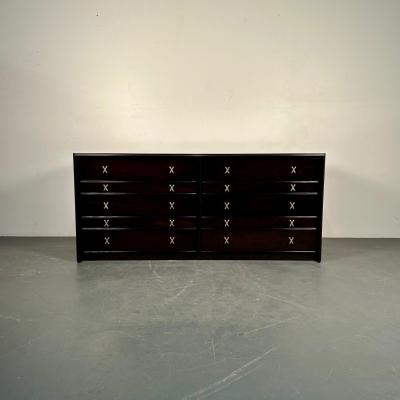 John Stuart Mid Century Modern Paul Frankl Mahogany Dresser Stamped John Stuart Brass