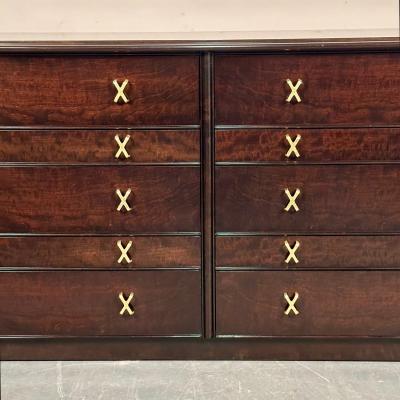 John Stuart Mid Century Modern Paul Frankl Mahogany Dresser Stamped John Stuart Brass
