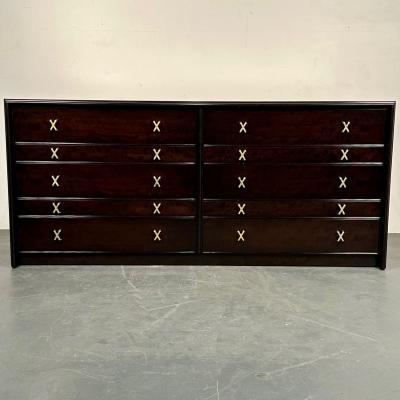 John Stuart Mid Century Modern Paul Frankl Mahogany Dresser Stamped John Stuart Brass
