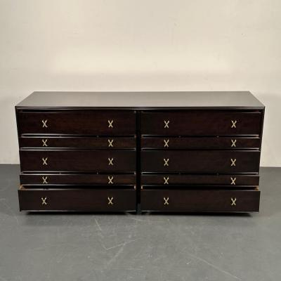 John Stuart Mid Century Modern Paul Frankl Mahogany Dresser Stamped John Stuart Brass