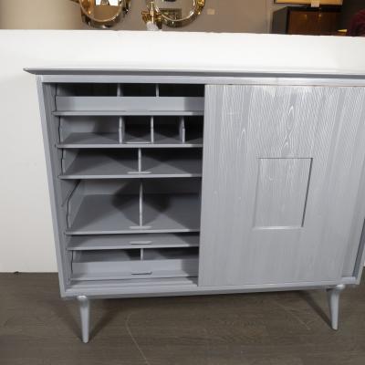 John Stuart Mid Century Modern Silver Cerused Oak Cabinet by John Stuart Inc