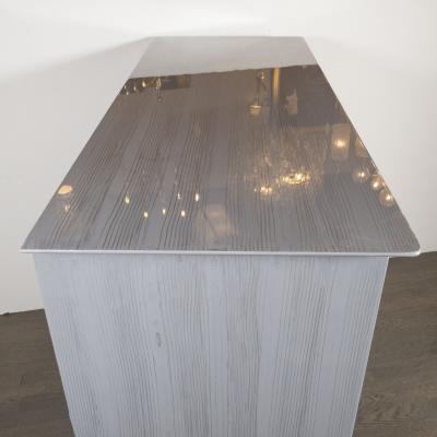 John Stuart Mid Century Modern Silver Cerused Oak Cabinet by John Stuart Inc