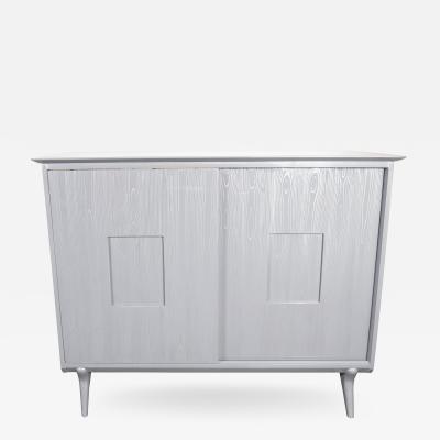 John Stuart Mid Century Modern Silver Cerused Oak Cabinet by John Stuart Inc