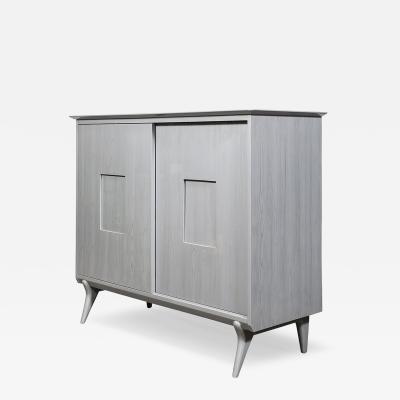 John Stuart Mid Century Modern Silver Cerused Oak Cabinet by John Stuart Inc 