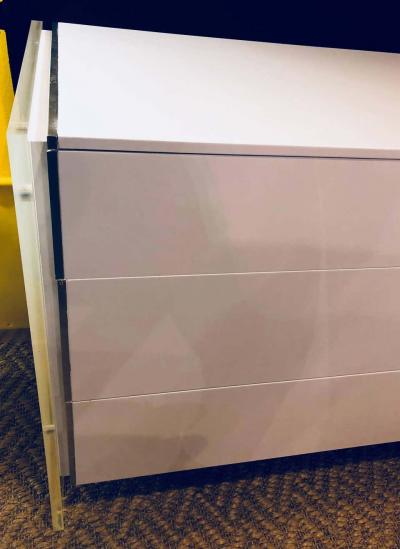 John Stuart Mid Century Modern White Dresser or Commode with Lucite Sides by John Stuart