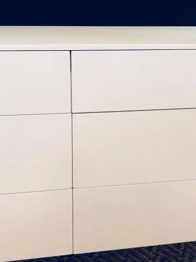 John Stuart Mid Century Modern White Dresser or Commode with Lucite Sides by John Stuart