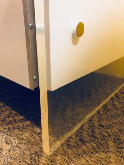 John Stuart Mid Century Modern White Dresser or Commode with Lucite Sides by John Stuart