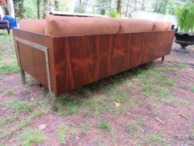 John Stuart Outrageous Milo Baughman Style Rosewood Chrome Case Sofa John Stuart