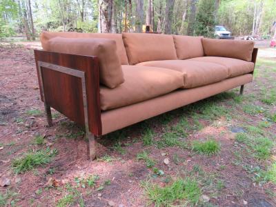 John Stuart Outrageous Milo Baughman Style Rosewood Chrome Case Sofa John Stuart