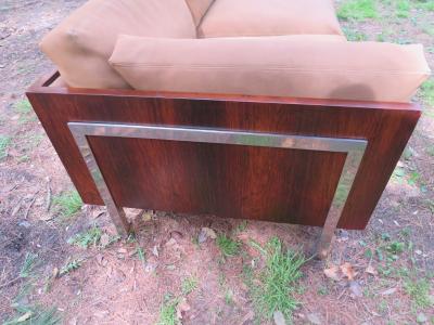 John Stuart Outrageous Milo Baughman Style Rosewood Chrome Case Sofa John Stuart