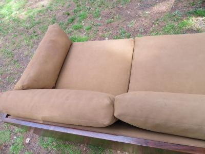 John Stuart Outrageous Milo Baughman Style Rosewood Chrome Case Sofa John Stuart