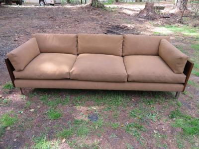 John Stuart Outrageous Milo Baughman Style Rosewood Chrome Case Sofa John Stuart