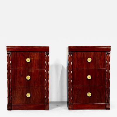 John Stuart Pair Mid Century Labeled John Stuart Polished Rosewood Nightstands Side Tables