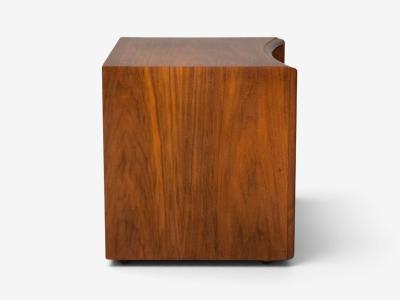 John Stuart Paul Frankl John Stuart Concave Nightstands Walnut Brass USA 1950s