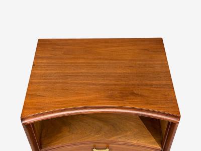 John Stuart Paul Frankl John Stuart Concave Nightstands Walnut Brass USA 1950s