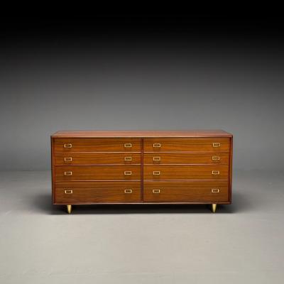 John Stuart Paul Frankl John Stuart Mid Century Modern Dresser Walnut Brass USA 1950s