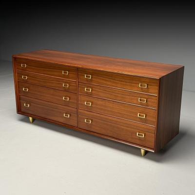 John Stuart Paul Frankl John Stuart Mid Century Modern Dresser Walnut Brass USA 1950s
