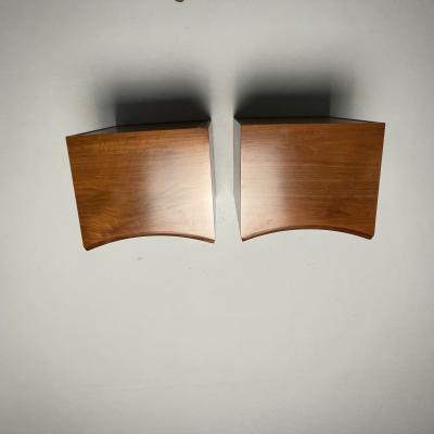 John Stuart Paul Frankl Mid Century Modern Concave Nightstands Walnut Brass USA 1950s
