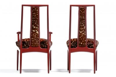 John Stuart Set of 16 John Stuart Dining Chairs in Sun Dried Tomato with Deer Print Cowhides