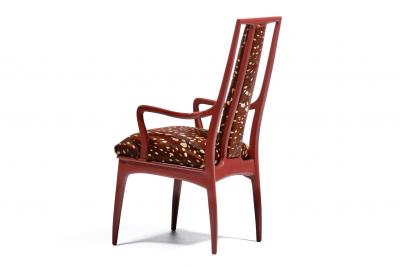 John Stuart Set of 16 John Stuart Dining Chairs in Sun Dried Tomato with Deer Print Cowhides