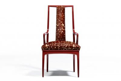 John Stuart Set of 16 John Stuart Dining Chairs in Sun Dried Tomato with Deer Print Cowhides