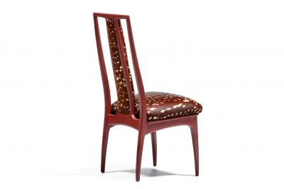 John Stuart Set of 16 John Stuart Dining Chairs in Sun Dried Tomato with Deer Print Cowhides