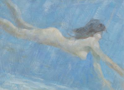 John Suplee Acrylic on Panel Entitled Mermaid for Thomas W Dewing 