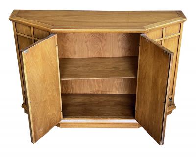 John Van Koert An American 1960s Tri front Walnut 2 Door Cabinet by John Van Koert for Drexel