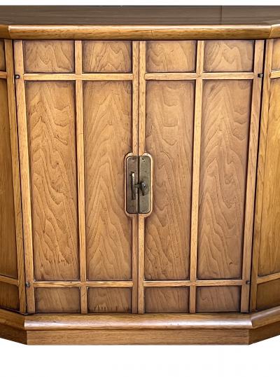 John Van Koert An American 1960s Tri front Walnut 2 Door Cabinet by John Van Koert for Drexel