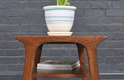 John Van Koert John Van Koert Profile Travertine Top Side Tables for Drexel