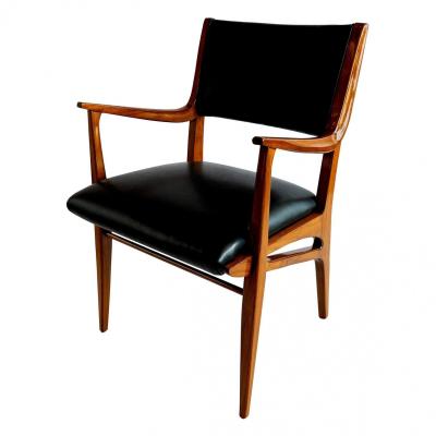 John Van Koert John Van Koert for Drexel American Mid Century Leather and Walnut Armchair