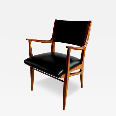 John Van Koert John Van Koert for Drexel American Mid Century Leather and Walnut Armchair