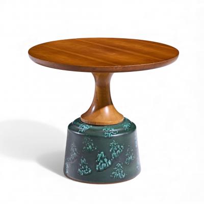 John Van Koert John Van Koert for Drexel Green Ceramic and Walnut Side End Tables Pair