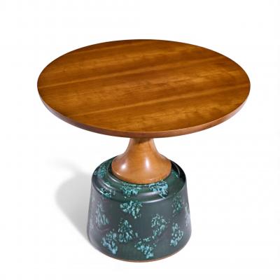 John Van Koert John Van Koert for Drexel Green Ceramic and Walnut Side End Tables Pair