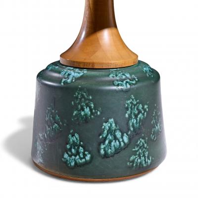 John Van Koert John Van Koert for Drexel Green Ceramic and Walnut Side End Tables Pair