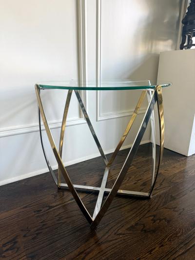 John Vesey Barrel Form Brass Accent Side Table by John Vesey