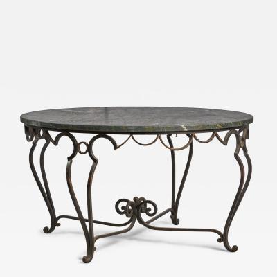 John Vesey Center Table with Wrought Iron and Marble USA 1950s