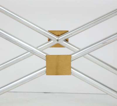 John Vesey Console Table Polished Aluminum with Brass Trim by John Vesey